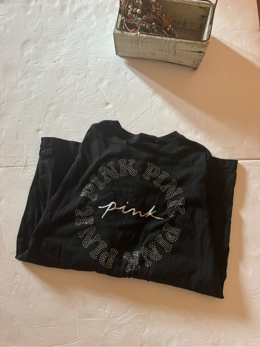 PINK Victoria's Secret Black Crewneck Tee